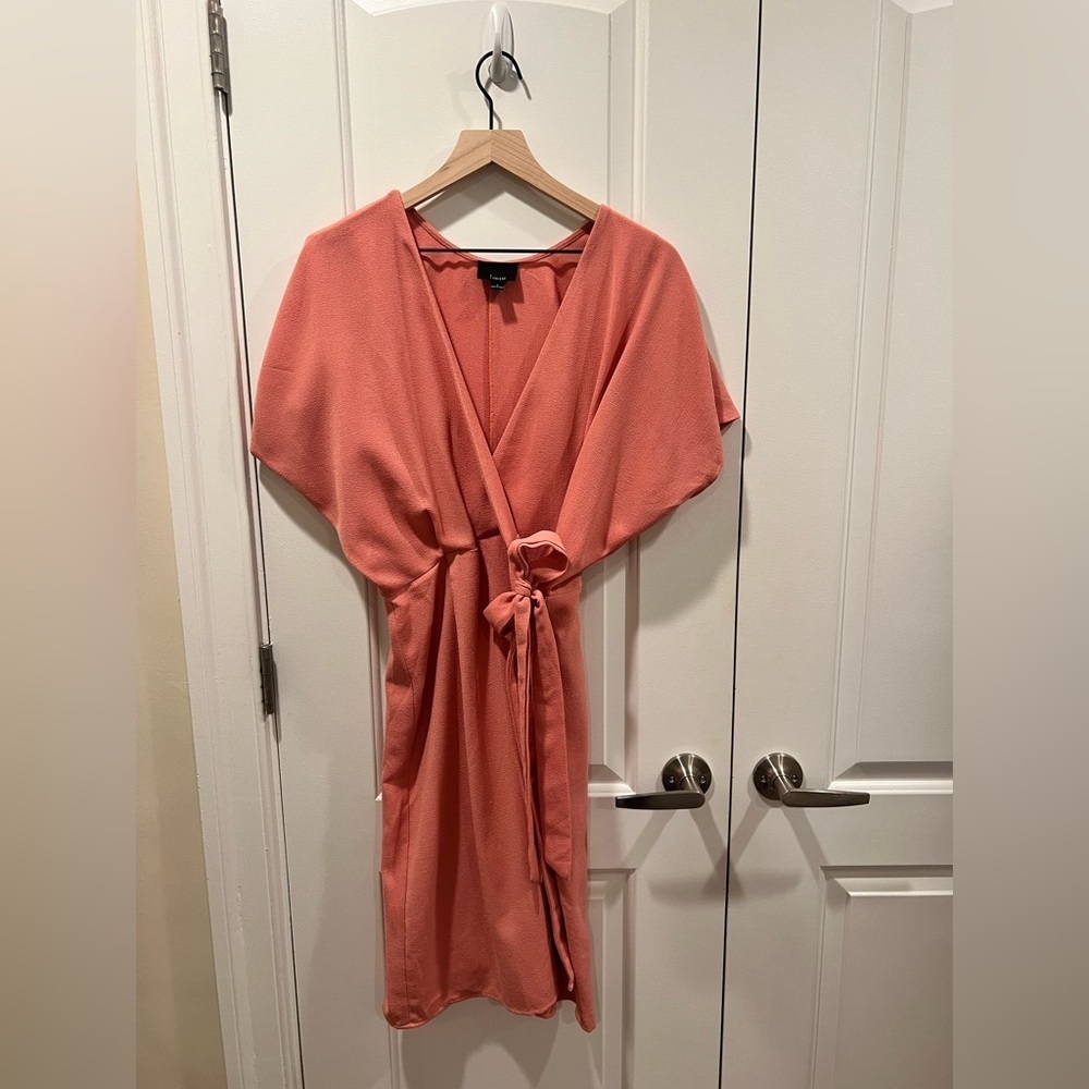 anthropologie Lumiere Coral Wrap Dress - small